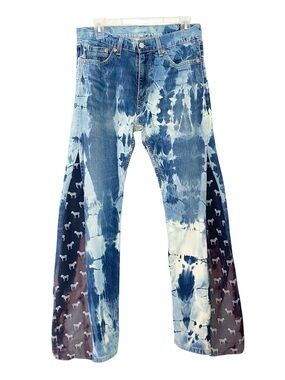 Levi’s 505 Custom Jeans Waist 29 Womens Size 8 Medium Levis OOAK Bleach Upcycled
